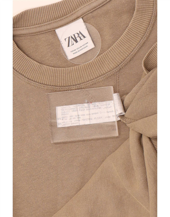 Zara Mens Sweatshirt Jumper Medium Beige Cotton