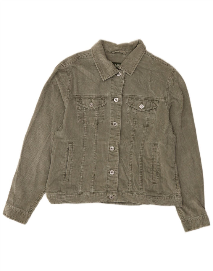 Eddie Bauer Womens Corduroy Jacket UK 16 Large Green Cotton