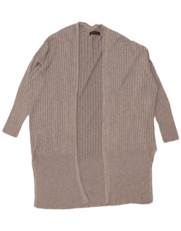 Marks & Spencer Womens Longline Open Cardigan Sweater UK 14 Medium Grey