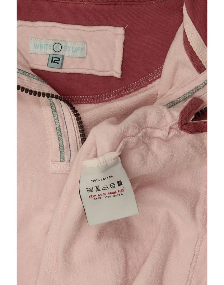 WHITE STUFF Womens Graphic Zip Neck Sweatshirt Jumper UK 12 Medium Pink