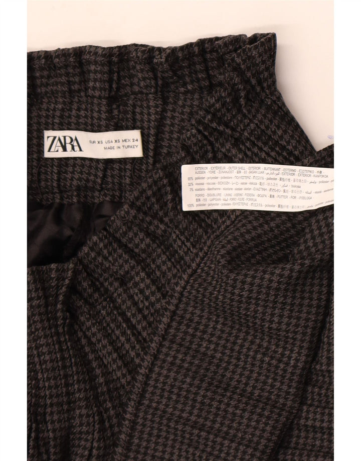Zara Womens High Waist Skort UK 4 XS  Grey Houndstooth Polyester