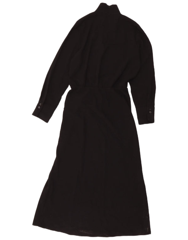 Zara Womens Long Sleeve Maxi Dress UK 12 Medium Black Polyester