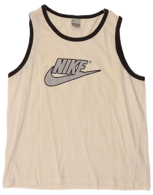 NIKE Mens Graphic Vest Top UK 46/47 XL Off White Cotton