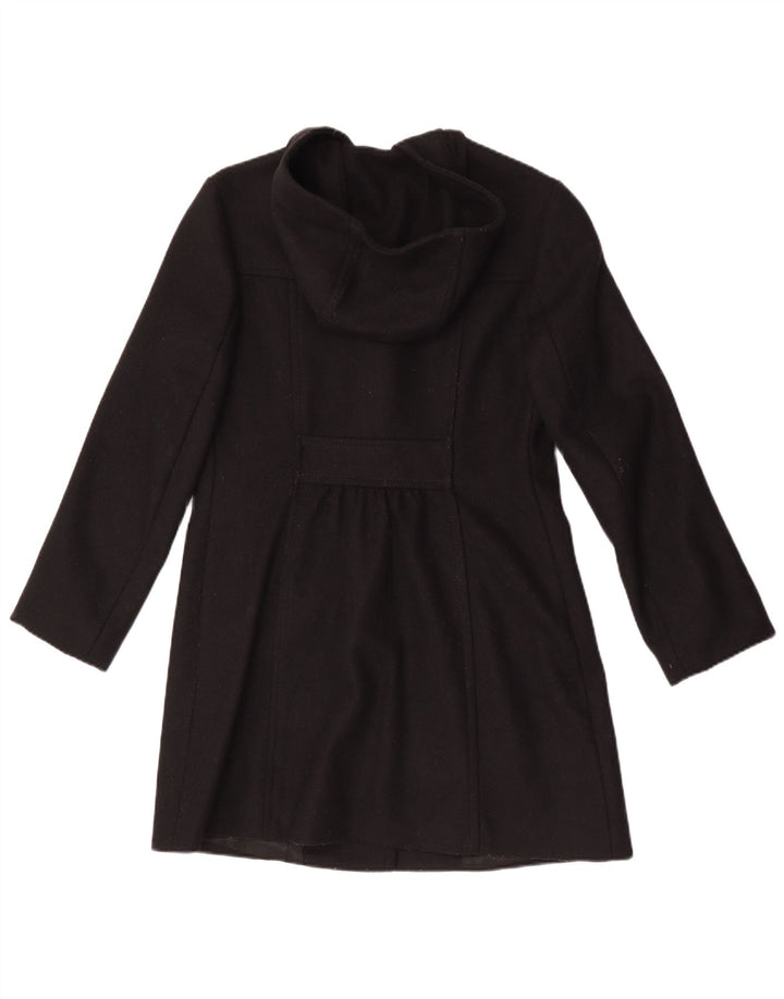 Benetton Womens Hooded Duffle Coat IT 42 Medium Black Wool