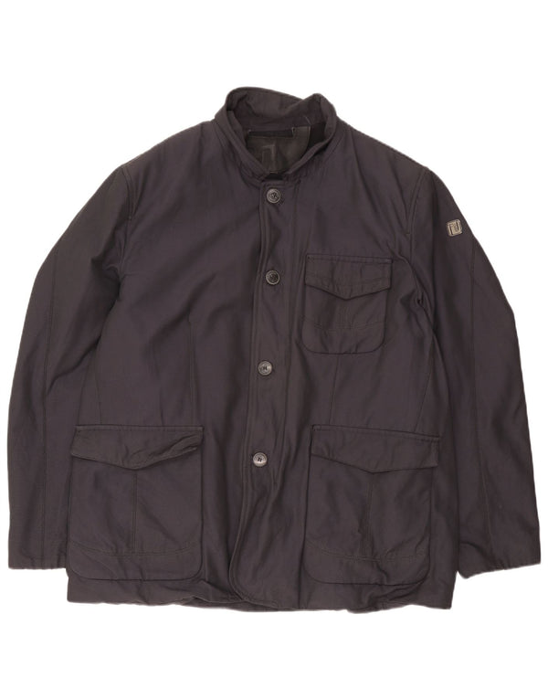 Trussardi Mens Utility Jacket IT 58 4XL Navy Blue Polyester