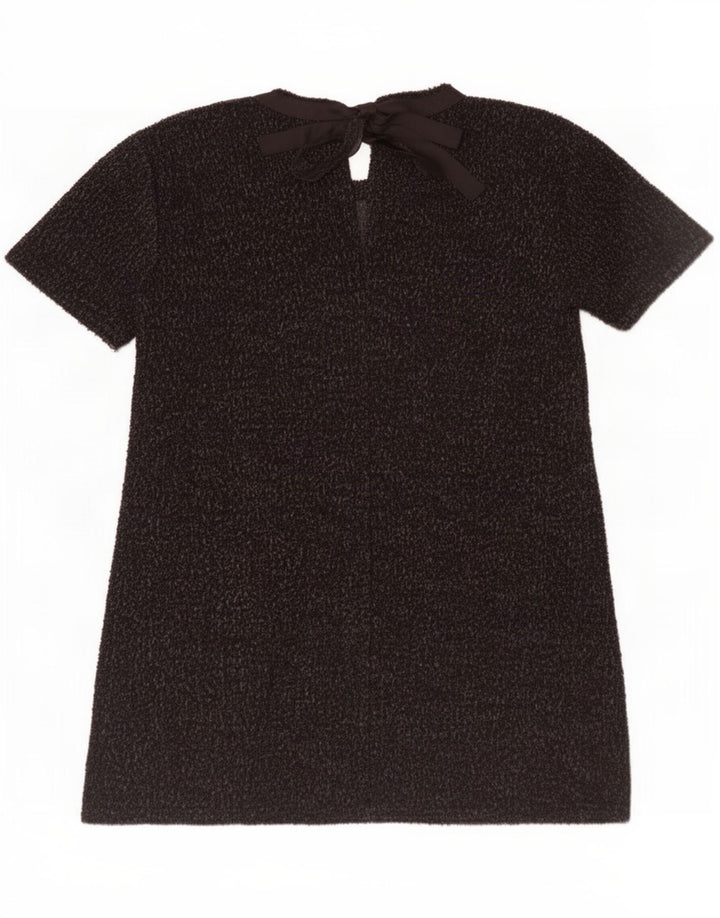 Zara Womens Basic Dress UK 14 Medium Black Flecked Cotton