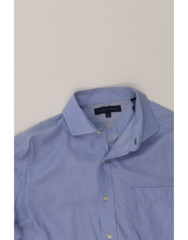 TOMMY HILFIGER Mens Shirt Size 15 32/33 Medium Blue Cotton Vintage Tommy Hilfiger and Second-Hand Tommy Hilfiger from Messina Hembry 