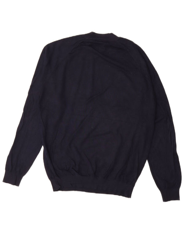 Zara Mens Crew Neck Jumper Sweater Medium Navy Blue Viscose