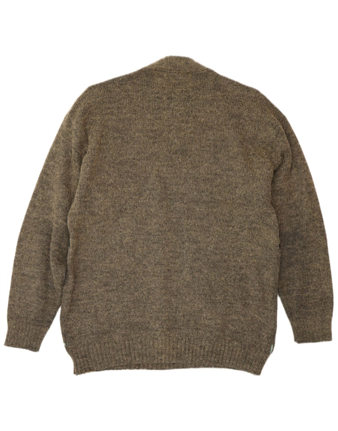 Vintage Mens Crew Neck Jumper Sweater Medium Khaki Fair Isle