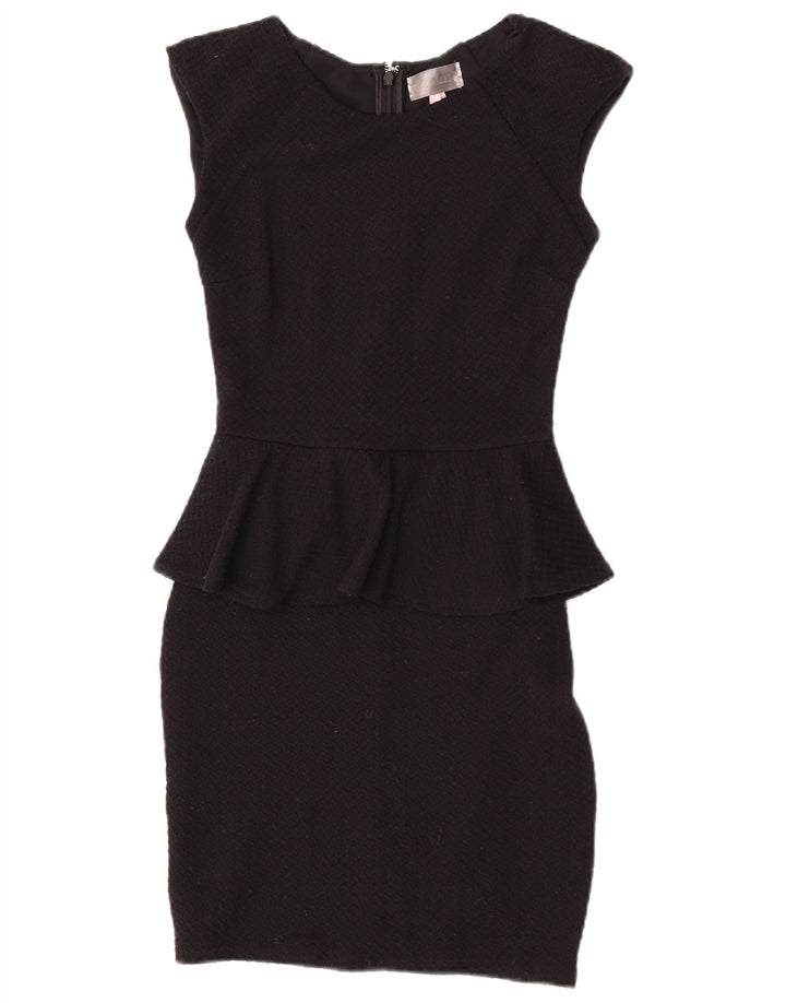 Lipsy Womens Peplum Dress UK 8 Small Black Polyester
