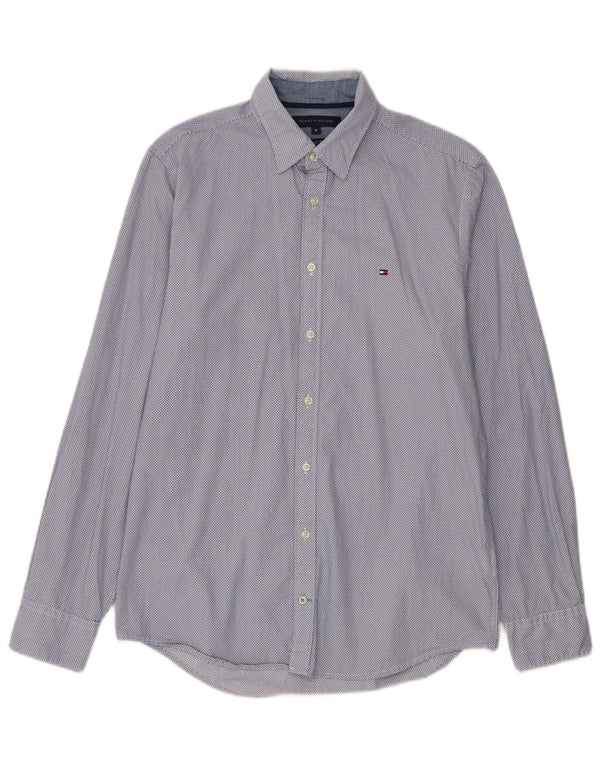 Tommy Hilfiger Mens Regular Fit Shirt Medium Blue Spotted Cotton
