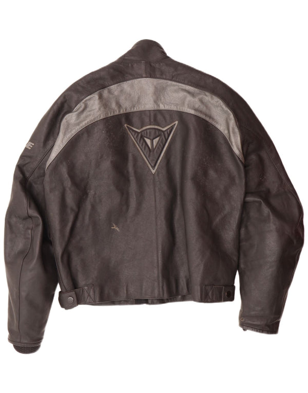DAINESE Mens Graphic Racer Jacket Size 54 Large Black Colourblock Leather