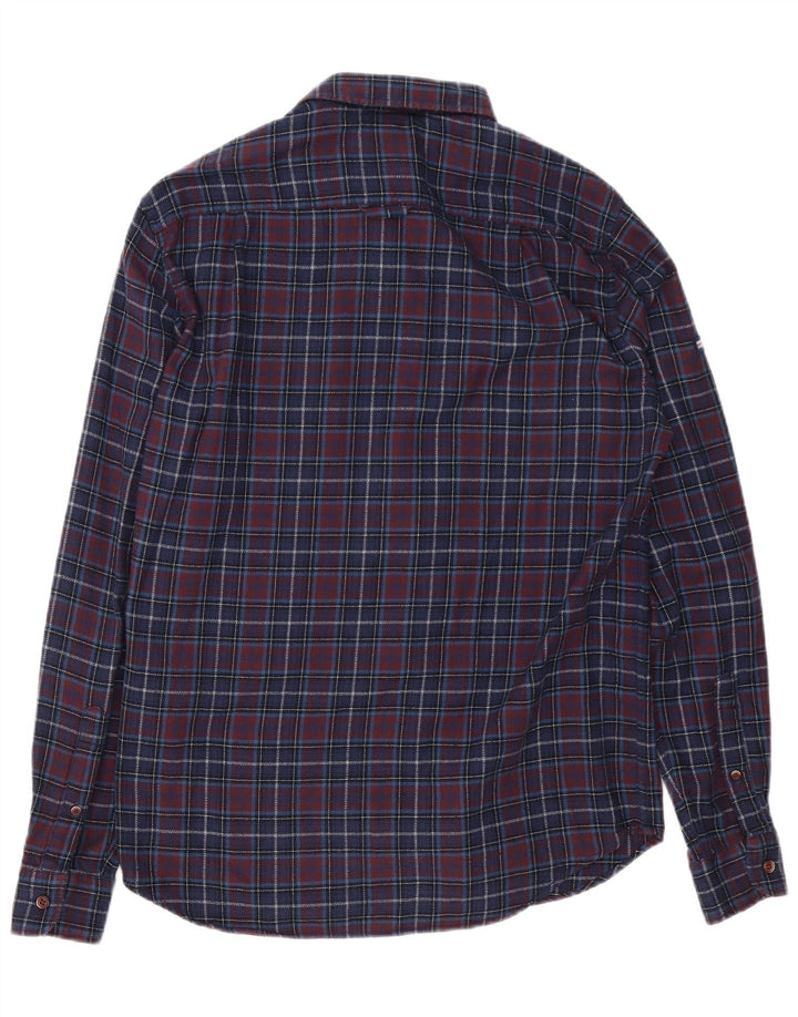 Superdry Mens Regular Fit Flannel Shirt Medium Navy Blue Check Cotton