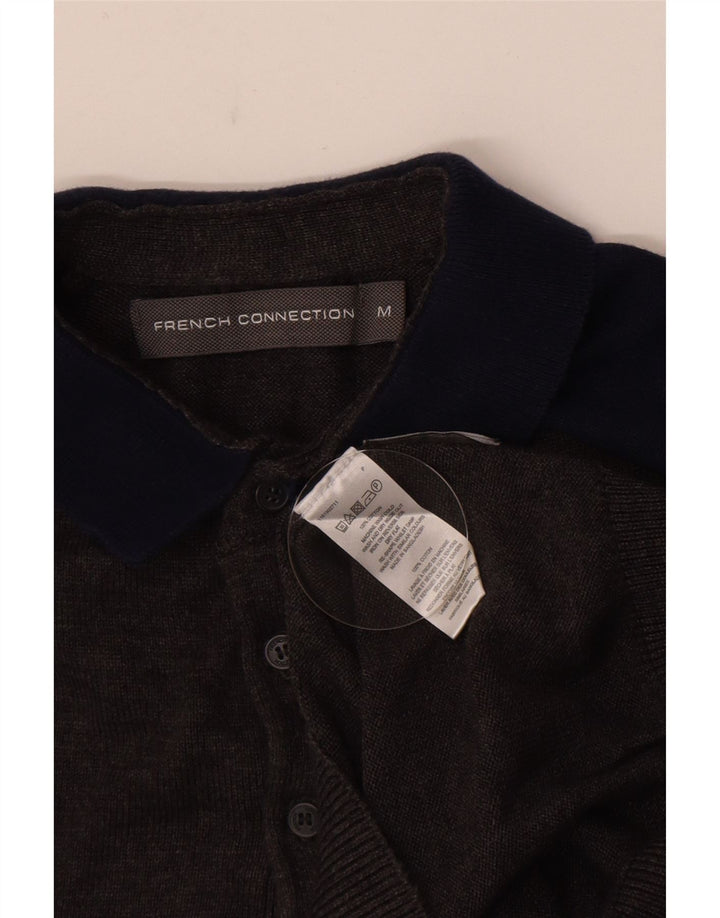 French Connection Mens Polo Neck Jumper Sweater Medium Grey Colourblock