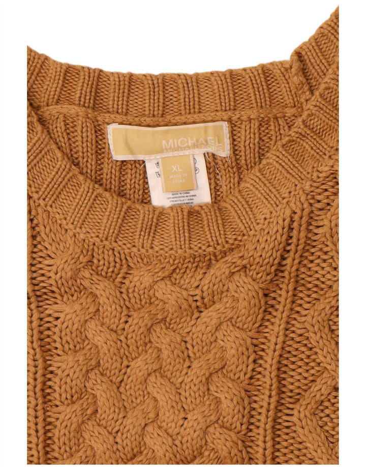 MICHAEL KORS Womens Longline Boat Neck Jumper Sweater UK 18 XL Beige