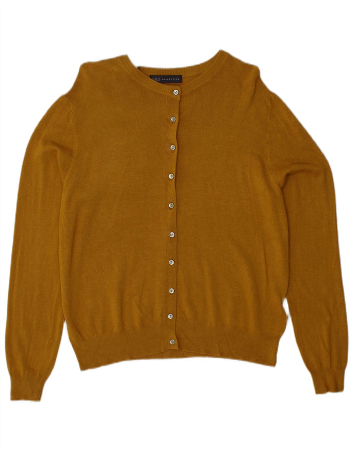 MARKS & SPENCER Womens Cardigan Sweater UK 12 Medium Yellow Viscose