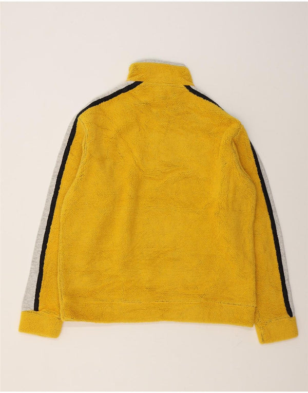 Belfe & Belfe Mens Zip Neck Fleece Jumper Medium Yellow Colourblock