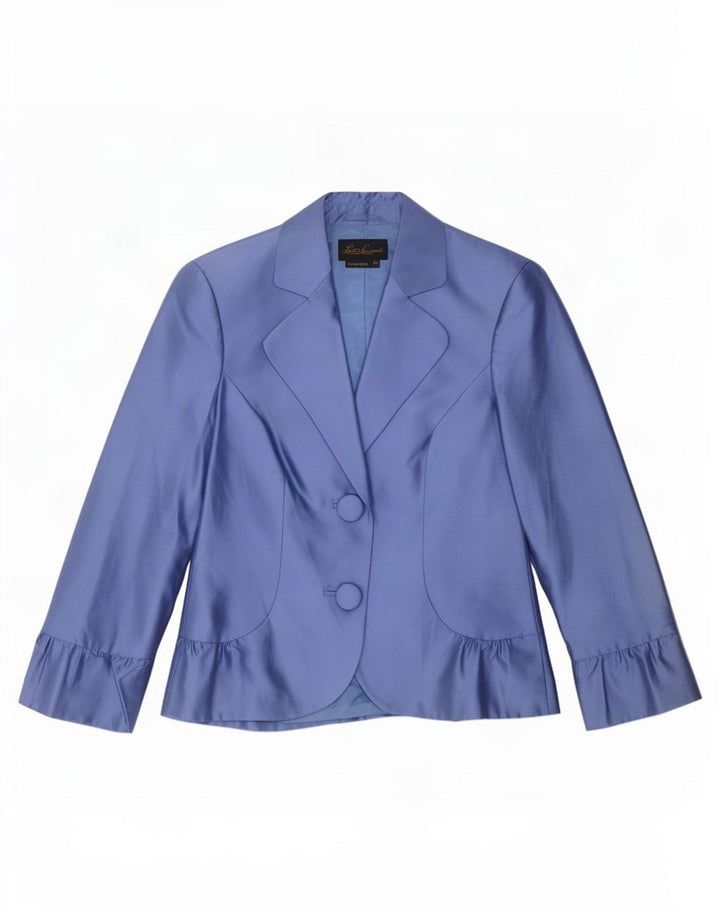 Luisa Spagnoli Womens 2 Button Blazer Jacket IT 40 Small Blue Silk