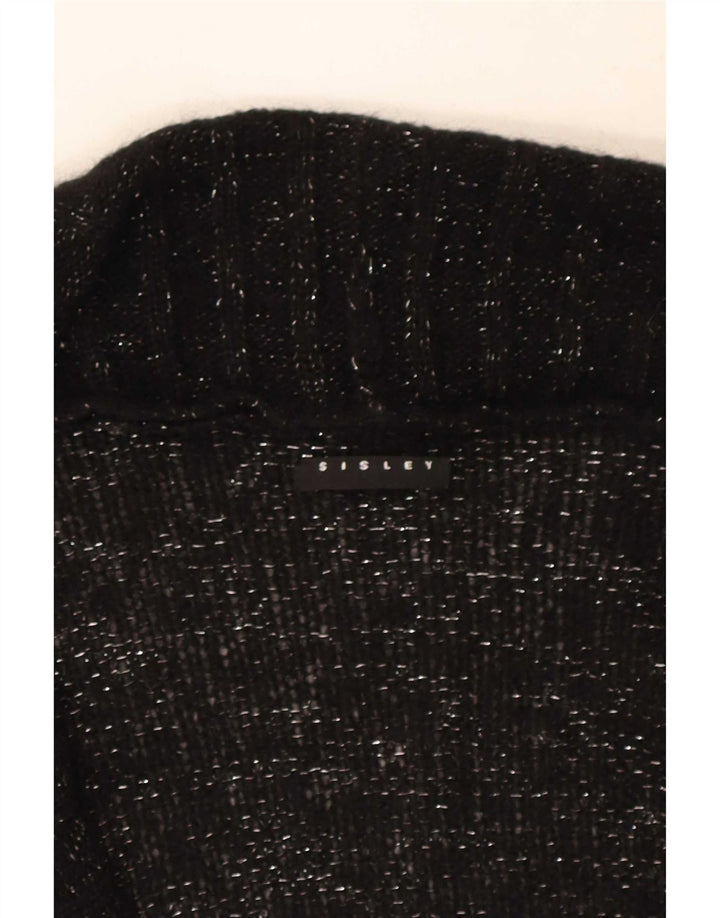 Sisley Womens Cardigan Sweater UK 14 Medium Black Flecked