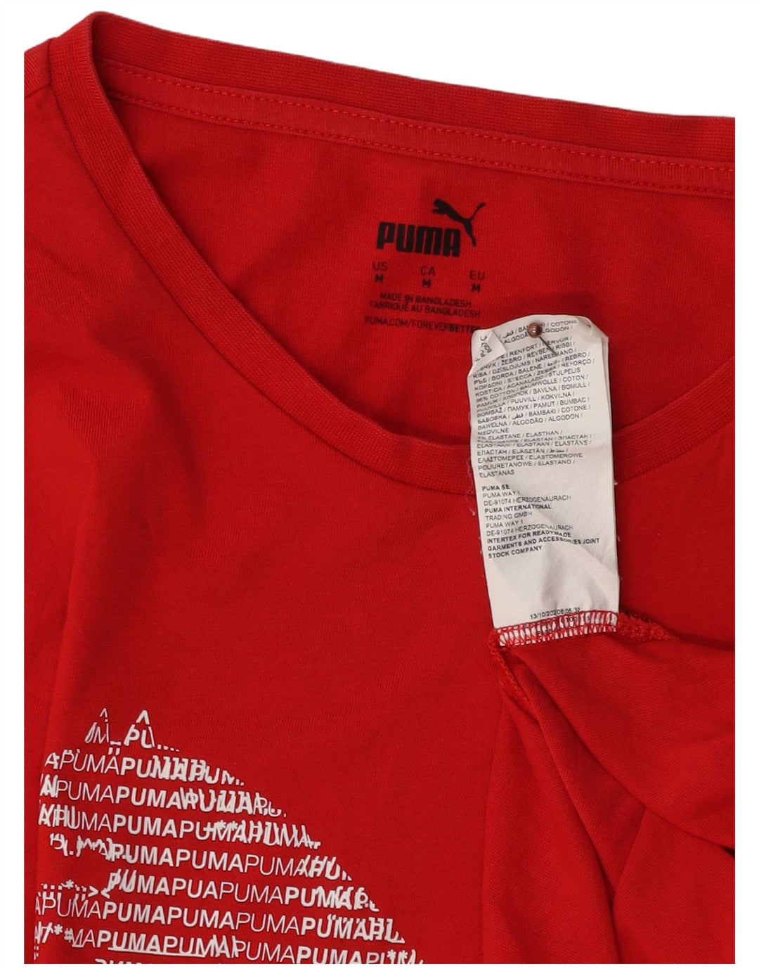 PUMA Mens Graphic T-Shirt Top Medium Red Cotton