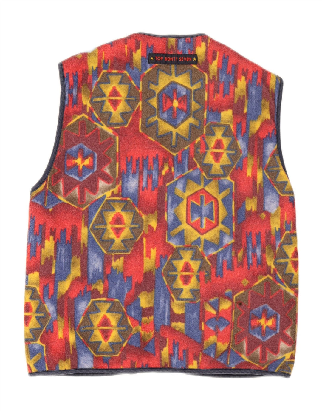 Vintage Mens Reversible Gilet UK 38 Medium Red Geometric