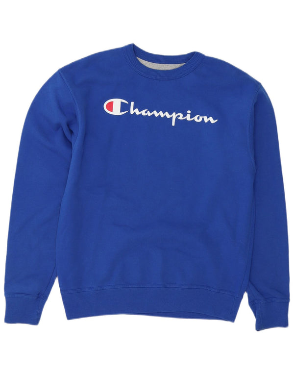 Champion Mens Graphic Sweatshirt Jumper Medium Blue Cotton