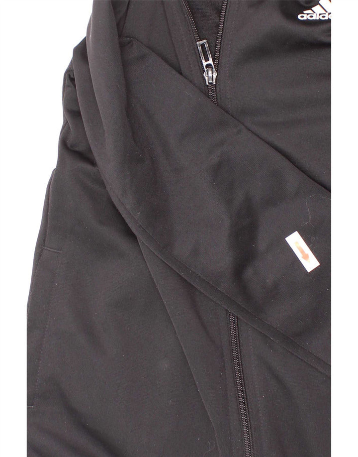 Adidas Boys Graphic Tracksuit Top Jacket 9-10 Years Black Polyester