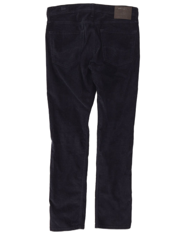Jack & Jones Mens GLENN Slim Corduroy Trousers W32 L32 Navy Blue