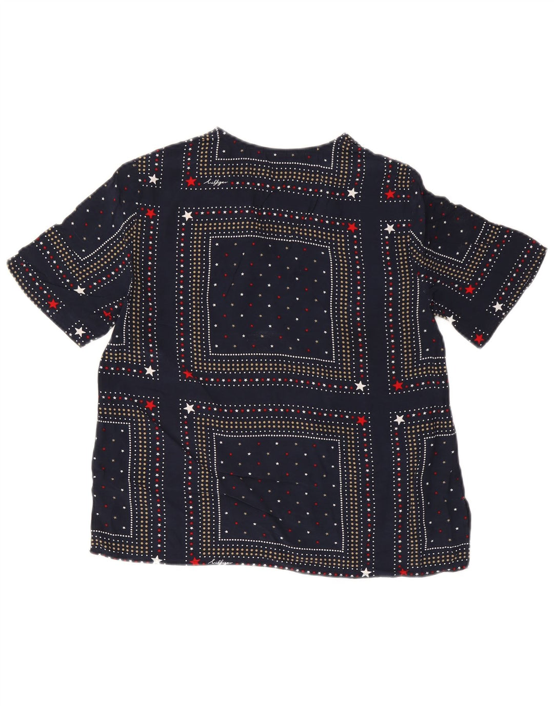Tommy Hilfiger Womens Blouse Top US 6 Medium Navy Blue Spotted