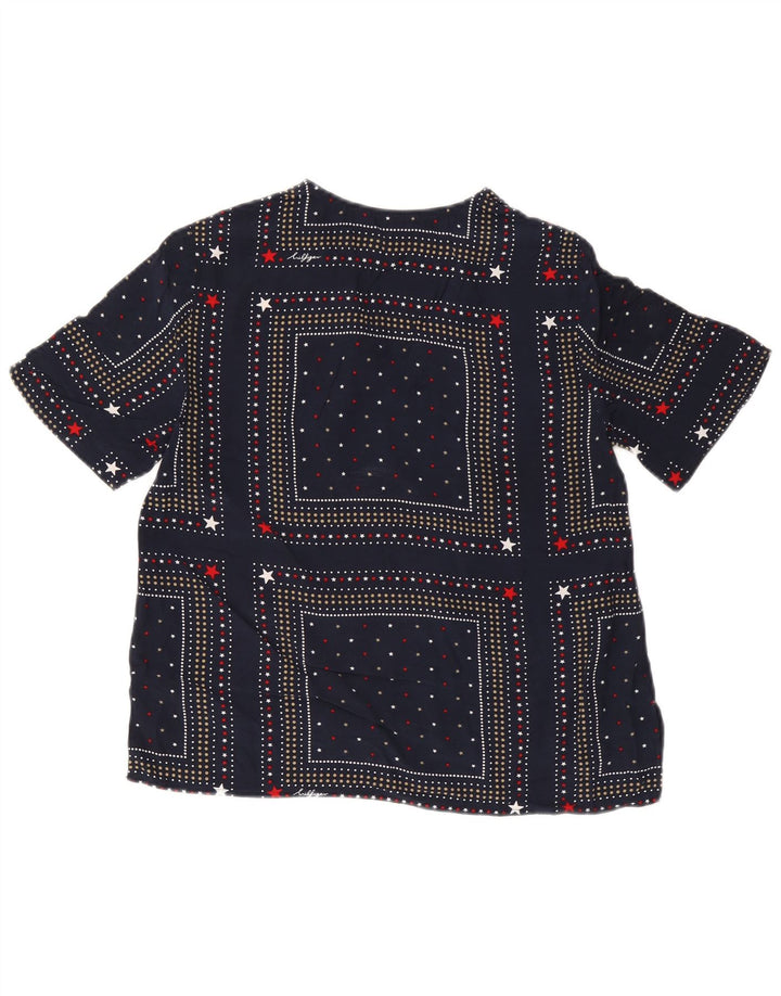 Tommy Hilfiger Womens Blouse Top US 6 Medium Navy Blue Spotted