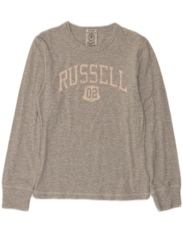 Russell Athletic Girls Graphic Top Long Sleeve 13-14 Years Large Grey