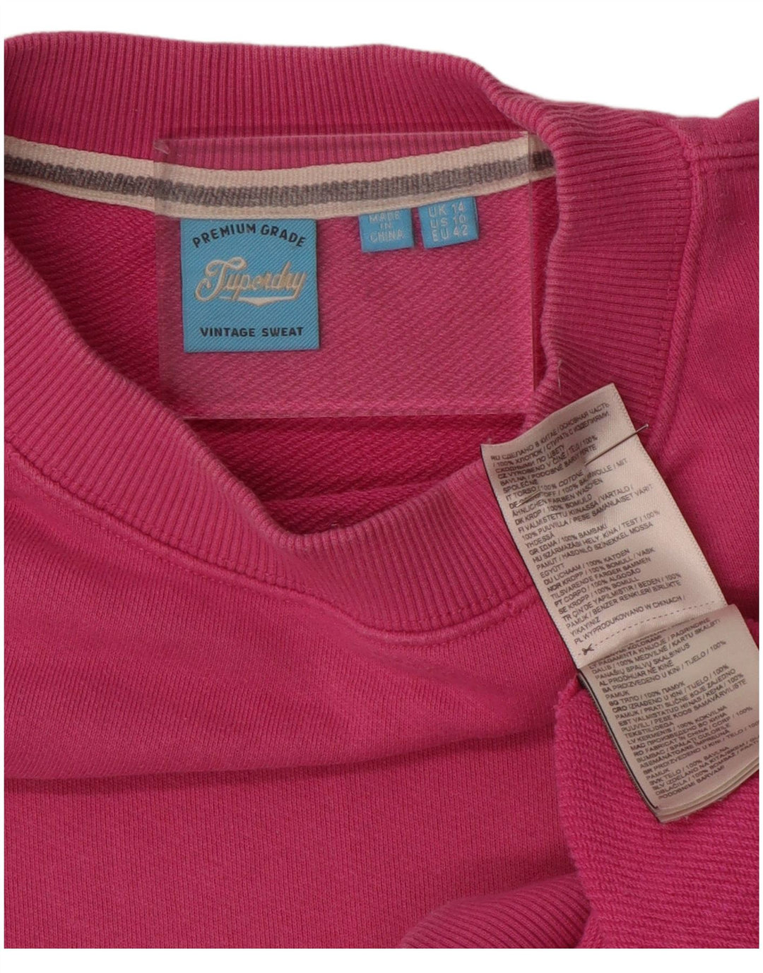 SUPERDRY Womens Oversized Sweatshirt Jumper UK 14 Large Pink Cotton