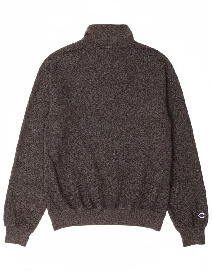 CHAMPION Mens Graphic Zip Neck Sweatshirt Jumper Medium Grey Colourblock