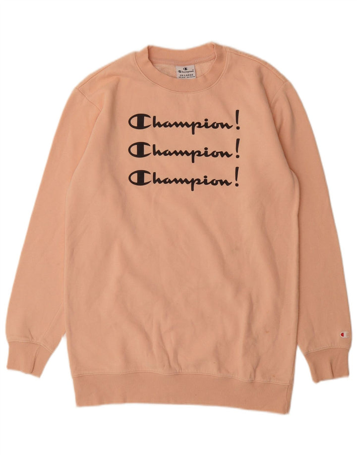 CHAMPION Girls Graphic Sweatshirt Jumper 15-16 Years 2XL Pink