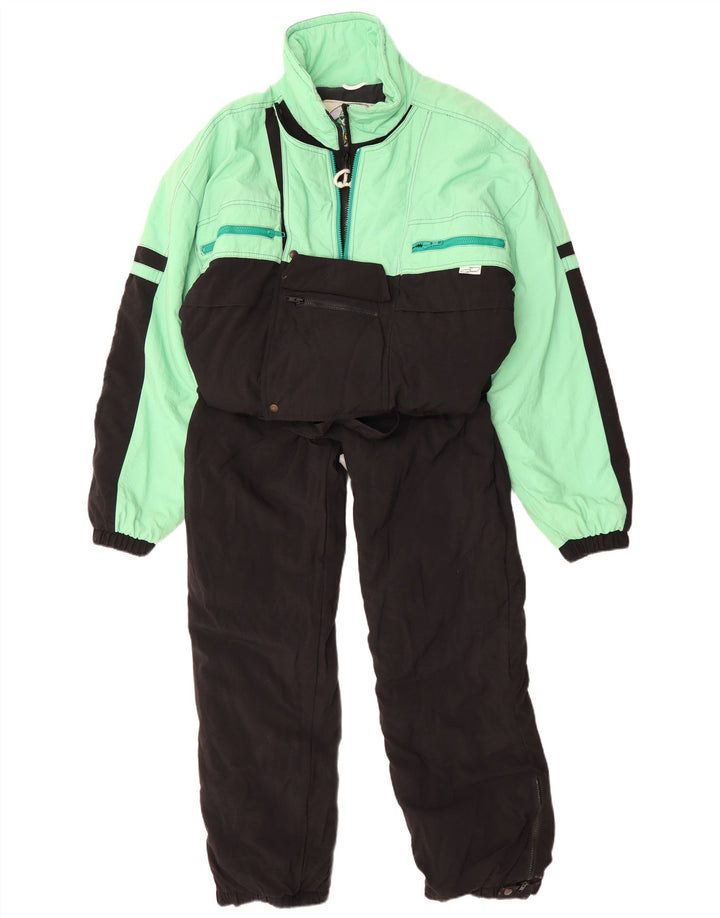 VINTAGE Mens Ski Jumpsuit Large  Turquoise Colourblock Polyamide