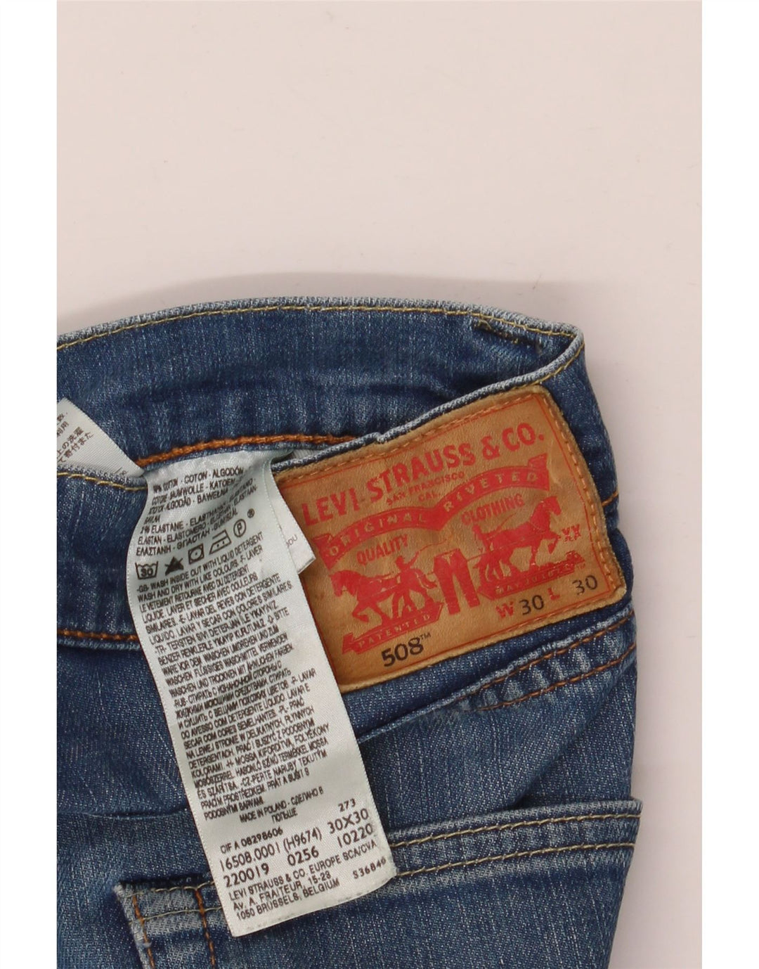 Levi's Mens 508 Straight Jeans W30 L30 Blue Cotton