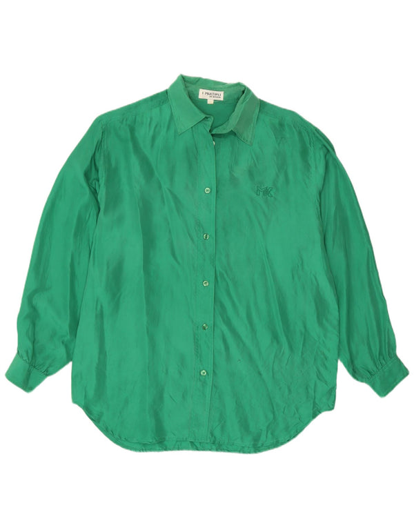 Krizia Womens Shirt Blouse UK 14 Large Green Silk