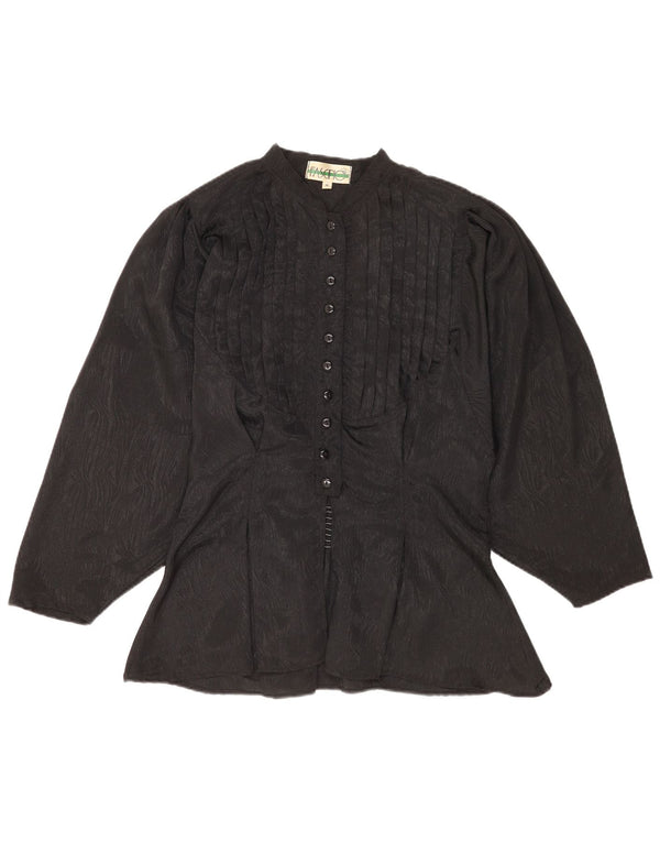 Fascino Womens Shirt Blouse UK 14 Medium Black Animal Print Polyester