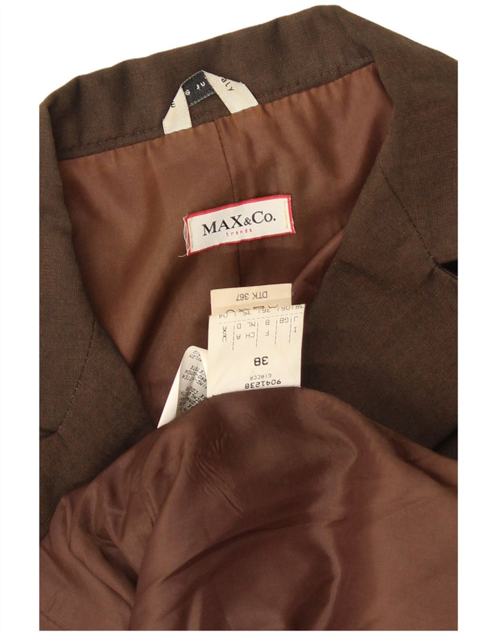 Max & Co. Womens 3 Button Blazer Jacket UK 6 XS Brown Viscose