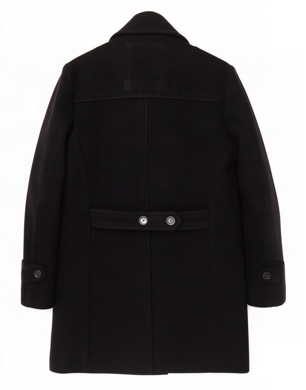 Superdry Mens Military Double Breasted Coat UK 40 Large Black Wool