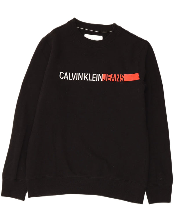 Calvin Klein Jeans Mens Graphic Sweatshirt Jumper Large Black Cotton
