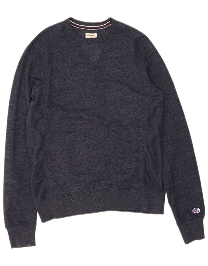 CHAMPION Mens Sweatshirt Jumper Small Navy Blue Flecked Cotton