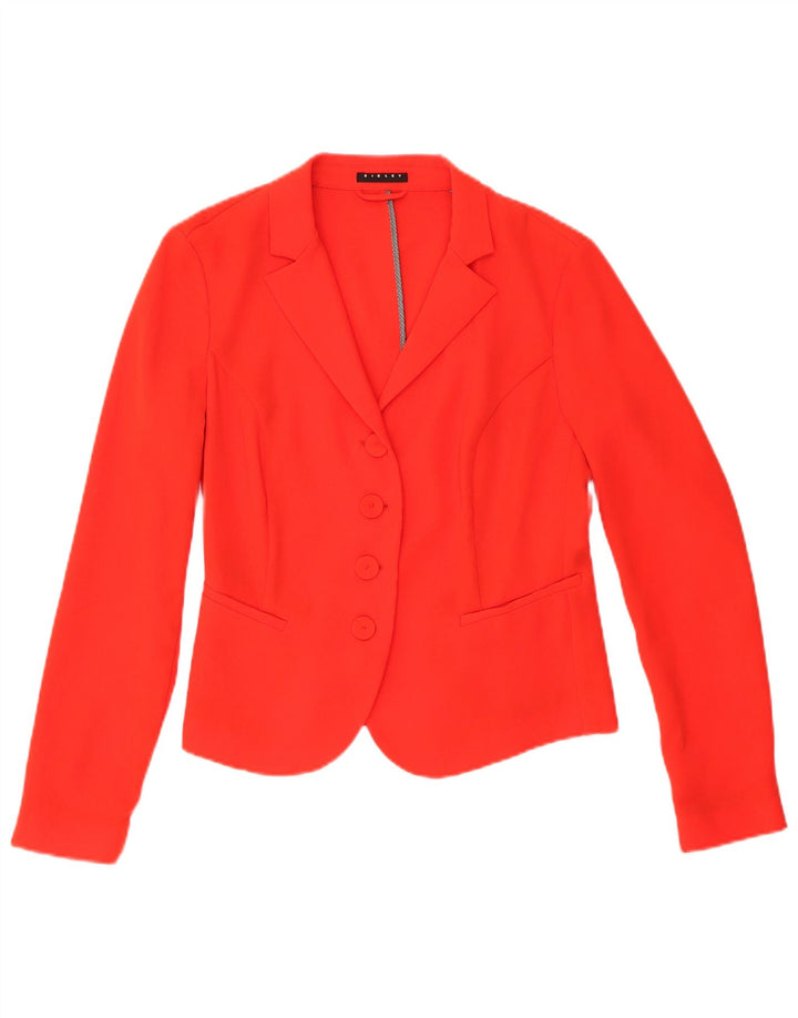 Sisley Womens 4 Button Blazer Jacket UK 10 Small Orange Polyester