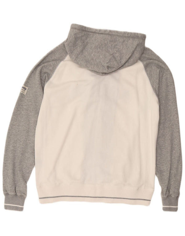 Champion Mens Graphic Zip Hoodie Sweater XL White Colourblock Cotton