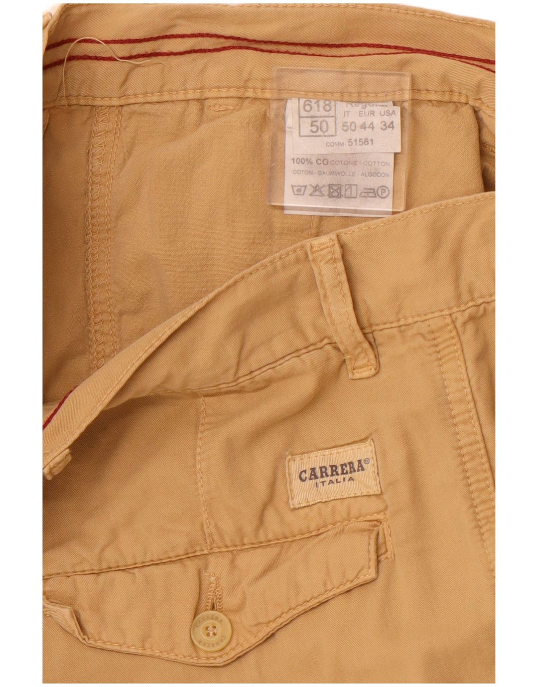 CARRERA Mens 618 Regular Cargo Shorts it 50 Large W34  Beige Cotton