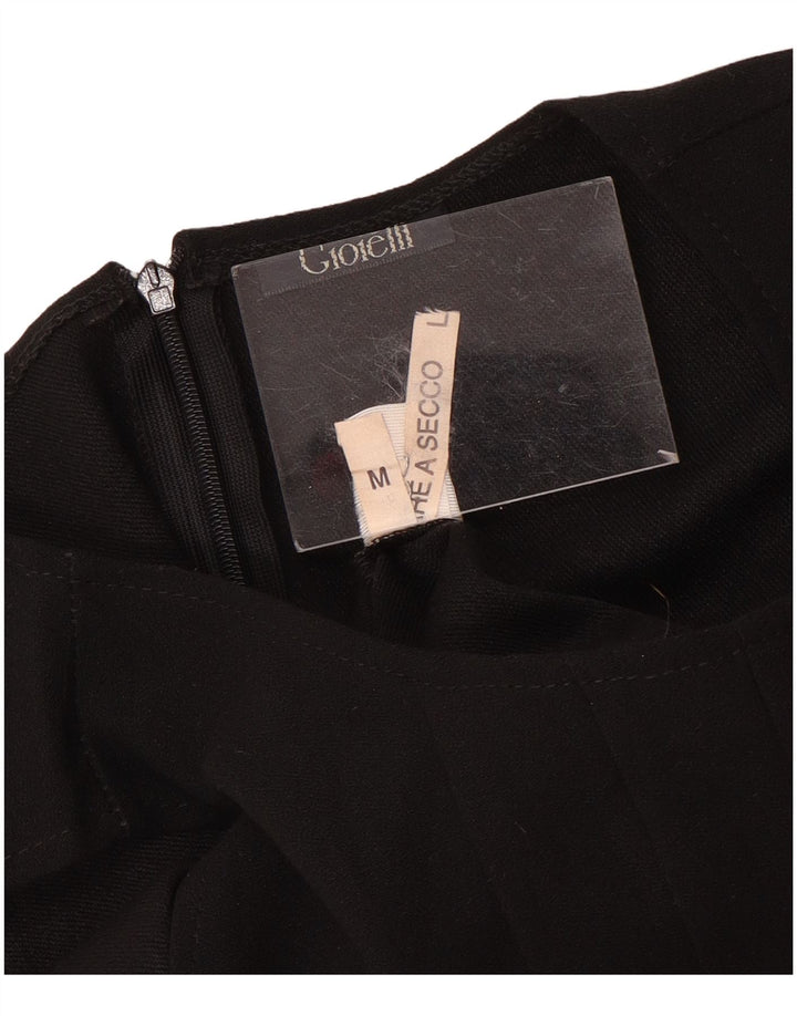 Vintage Womens Sleeveless A-Line Dress UK 12 Medium Black Wool