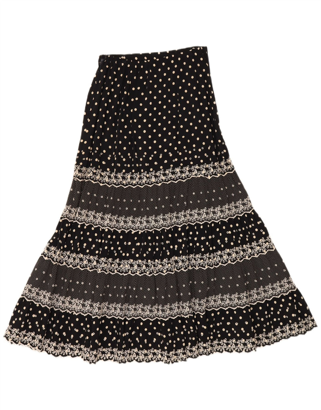 Vintage Womens Gypsy Skirt W28 Medium Black Spotted