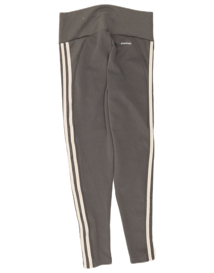 Adidas Womens Aeroready Crop Leggings UK 12/14 Medium  Grey Polyester