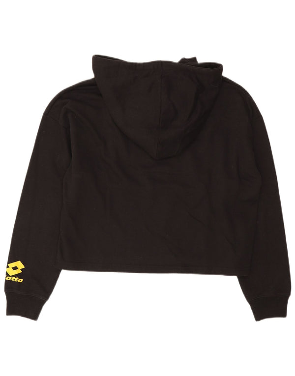 Lotto Womens Oversized Crop Hoodie Jumper UK 10 Small Black Colourblock