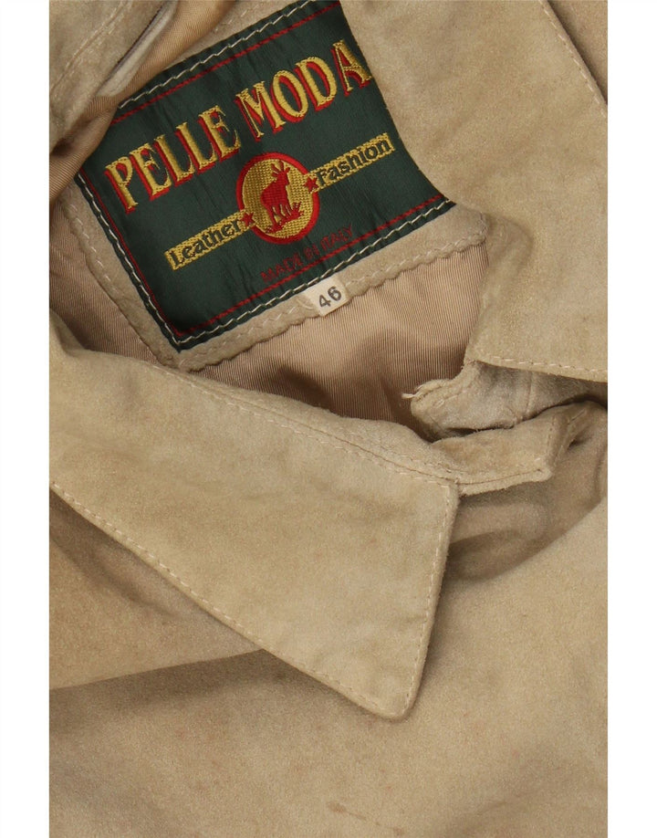 Vintage Womens Suede Jacket IT 46 Large Beige Leather